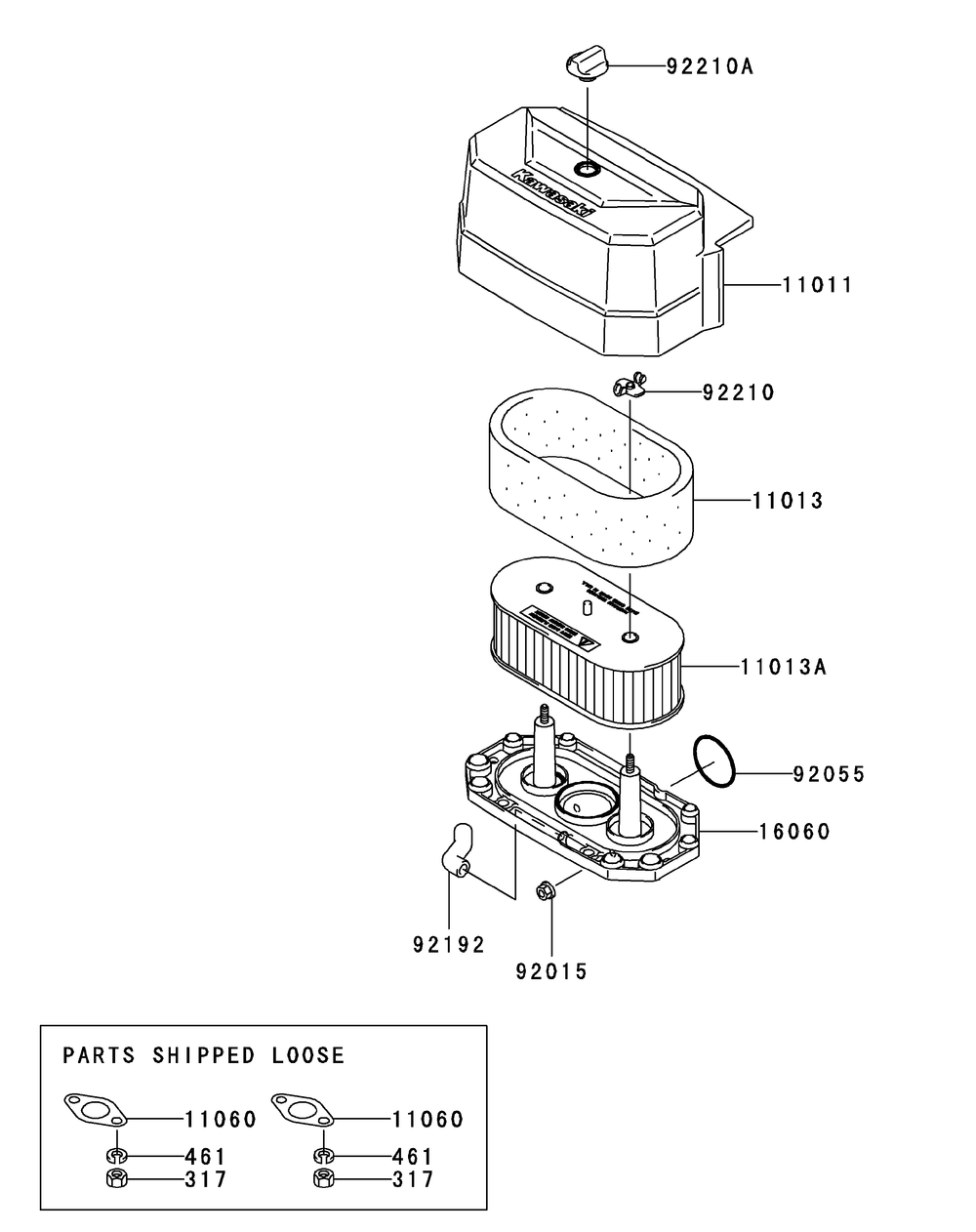 Fh541v-Bs31 Air Filter And Muffler Diagram and Parts List for H1748 55AI4HPS750-WAM Cub Cadet Lawn Mower